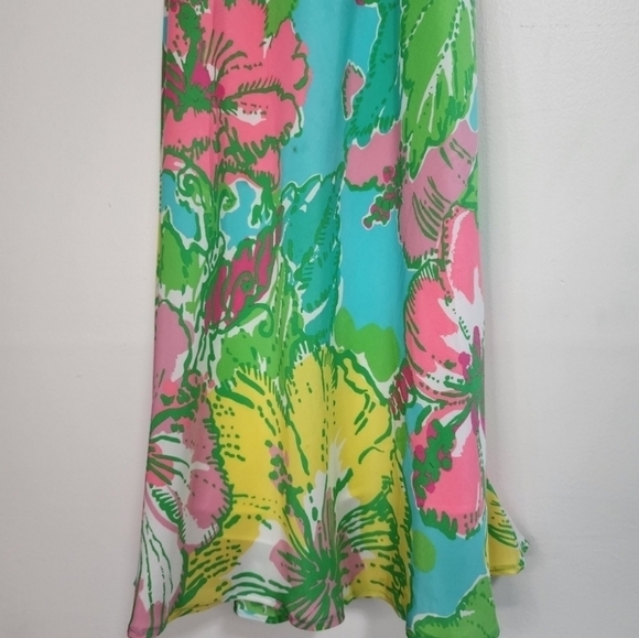 Lilly Pulitzer Pink White green Blue Floral Silk Maisy Mini Dress Luau Event Coc - Picture 5 of 10